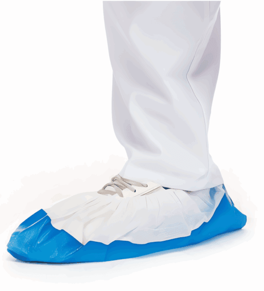 cubrezapatos tst de pp blanco con suela reforzada cpe azul 50 uds